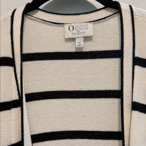 Talbots Women's Cardigan - Cream and Black Stripes